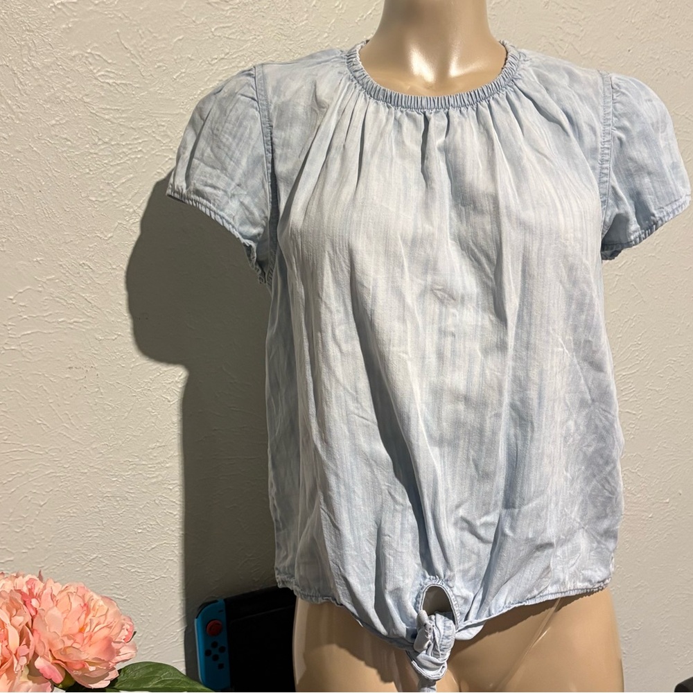 Cloth & Stone Anthropologie Light Blue Short Sleeve Blouse